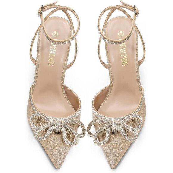 Women's Gold High Heels Destiny Closed Toe Strappy Heels Sexy Ankle  Strap - Picture 3 of 6